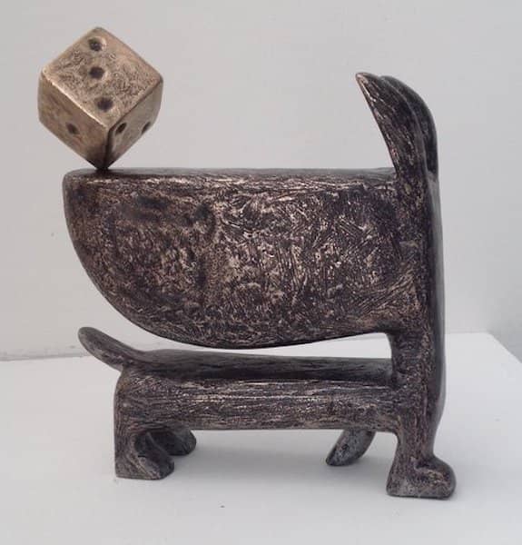 Bronze Dice Dog by David Kuijers