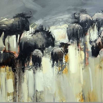 Wildebeest herd by Peter Hall