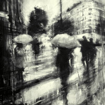 Walking in the rain - Paris by Peter Hall